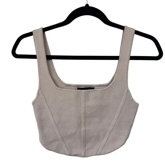 House of Harlow 1960 Ribbed Knit Corset Style Wide Strap Crop Top Size S - Picture 1 of 4